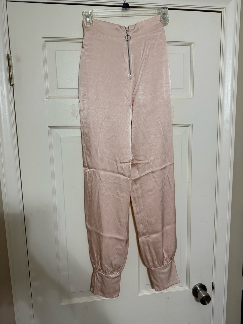 NBD Revolve Pink Satin Jogger Pants - XS
